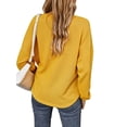 thumbnail image 3 of Gvmfive Women Knot Twist Front Solid Side Buttons Hem Long Sleeve Casual Loose Tops L, 3 of 5
