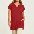 thumbnail image 4 of LIaqionyy Womens Plus Size Tunic Tops V Neck Short Sleeve Casual Summer Long T Shirts with Pockets S-5XL, 4 of 6