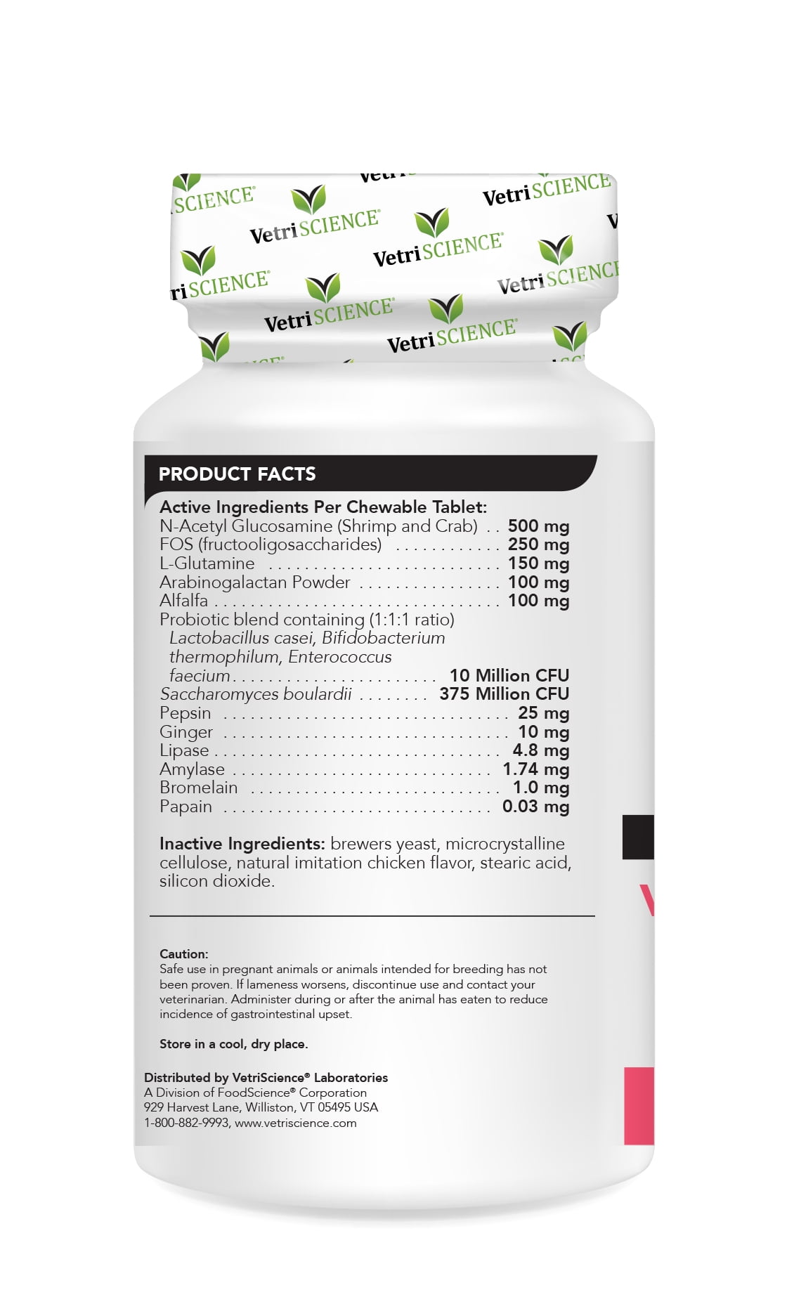 VetriScience Laboratories Vetri Probiotic BD, Digestive Health for Dogs, Chicken Flavor, 120 Tablets