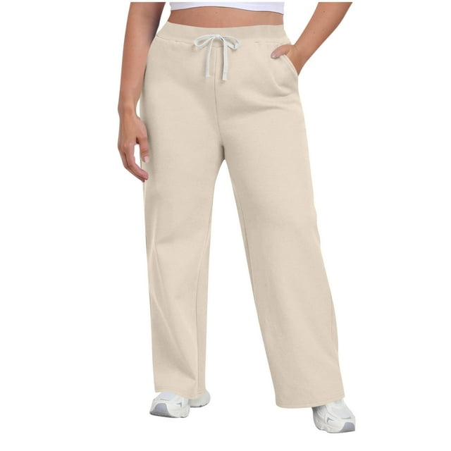 Ixbnca Womens Plus Size Sweatpants Wide Leg Lounge Pants Drawstring Open Bottom Joggers with Pockets