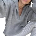 thumbnail image 3 of KOMOO Women Half Zipper Sweater Long Sleeve Turtleneck Knitwear Tops Shoulder Pads Knit Sweaters, 3 of 5