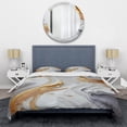 thumbnail image 3 of Designart "Marble Abstraction in White and Gold I" Abstract Marble Bedding Covert Set - Transitional White Abstract Bed Set With 2 Shams, 3 of 6