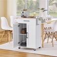 thumbnail image 2 of Yaheetech Rolling Kitchen Storage Cart with Towel Rack, White, 2 of 6