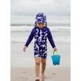 thumbnail image 3 of BemeyourBBs Toddler Baby Boy Girl One Piece Swimsuit Kids Infant Bathing Suit Long Sleeve Rash Guard Half Zipper Shark Swimwear Sunhat Set UPF 50+, 3 of 9