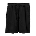 thumbnail image 6 of AWARDER Men's Summer 2-Piece Set, Knitted Solid Color Jacquard Short Sleeve T-Shirt and Casual Shorts, Breathable Lounge Outfit For Spring and Summer Season,Black,L, 6 of 9
