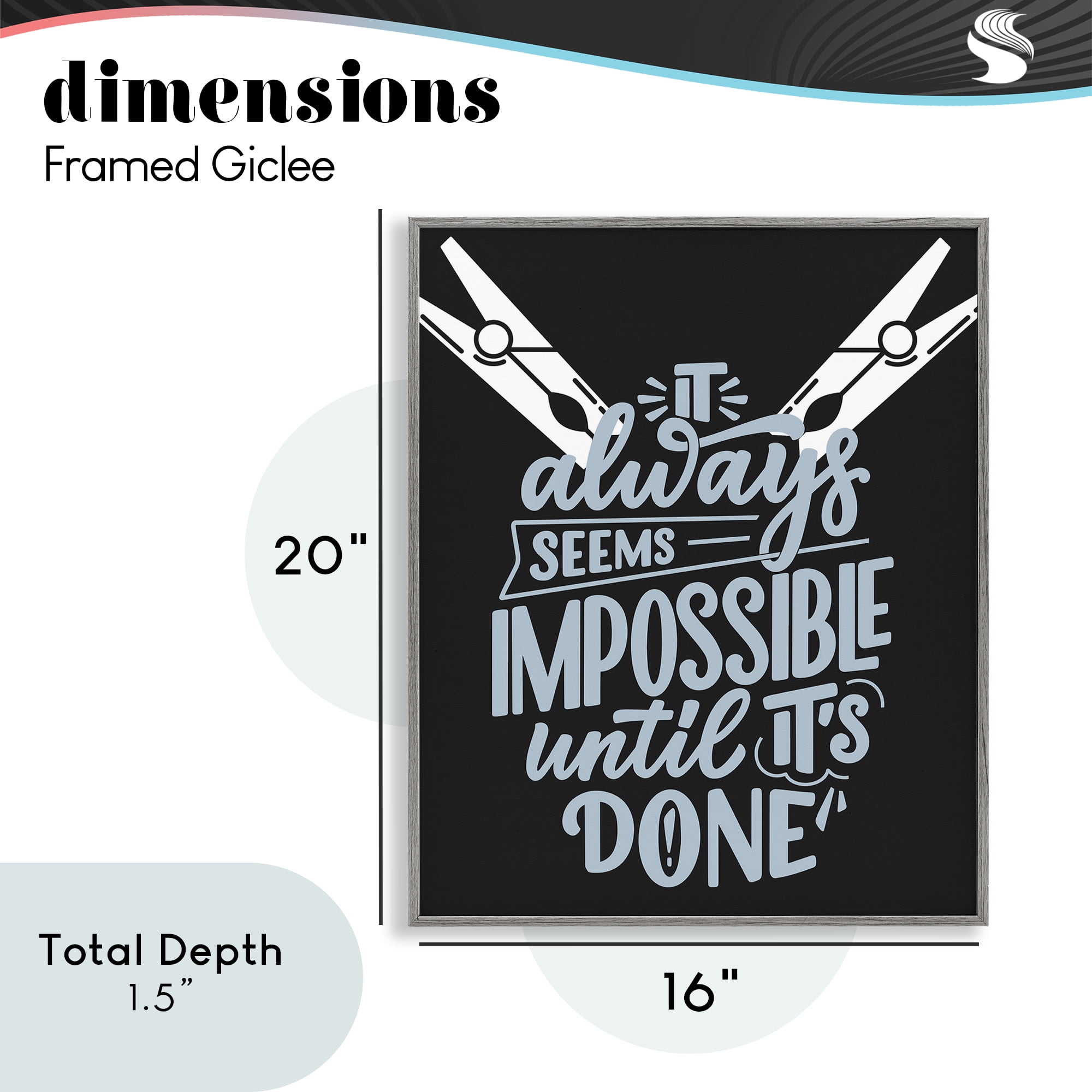 Impossible Until It's Done Gray Framed Giclee Art, design by Jesse Keith