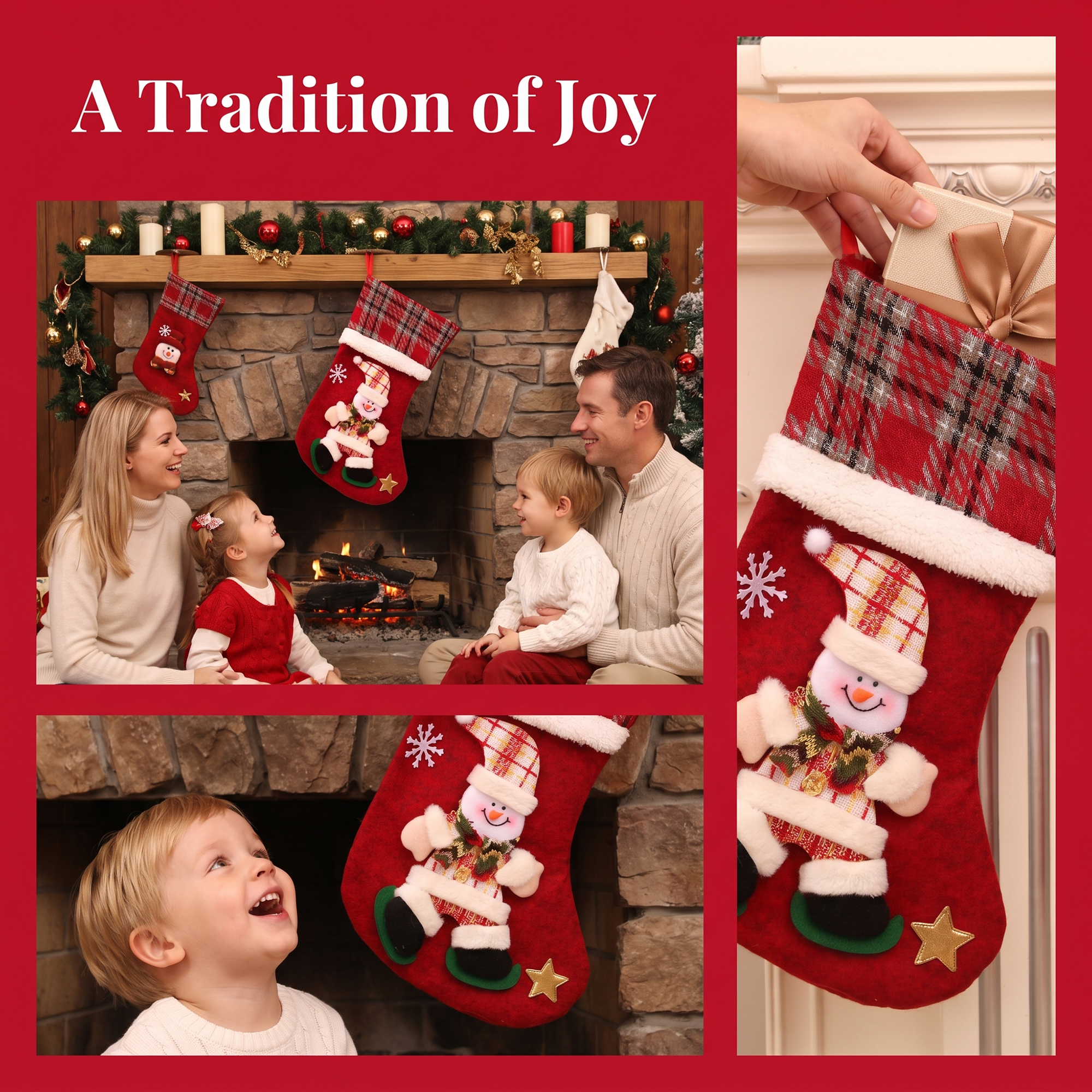 Unique Bargains Adorable Mascot Christmas Stockings Cozy Winter Living Accents Snowman 16"
