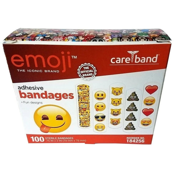 Care Band Emoji Flexible Adhesive Bandage Box Set, Other, 3/4 Inch X 3 Inch, 100 Count