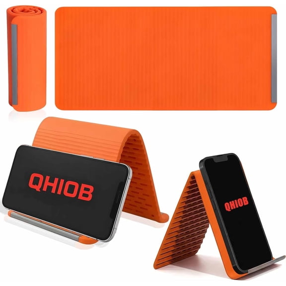 Foldable Silicone Phone Holder, Flexible Silicone Phone Holder, Ultra-Slim Foldable Phone Stand, Multi-Angle Adjustable Stand For Tablet Laptop Desk Travel Non-Slip Bed Office Treadmill (Orange*1)