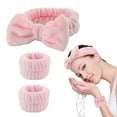 thumbnail image 1 of Diadema de spa para lavarse la cara y muñequera a juego, diadema para el cuidado de la piel peluda para adolescentes y niñas, diadema de maquillaje facial suave para niños, 1 of 5