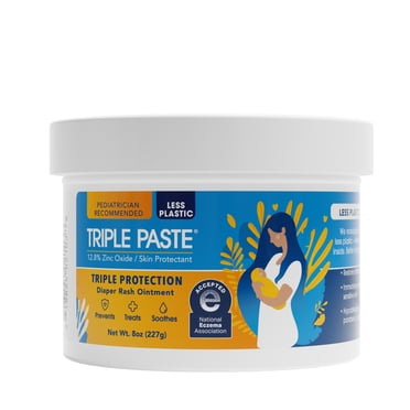 Triple Paste Diaper Rash Cream, Hypoallergenic Medicated Skin Ointment for Babies, 8 oz