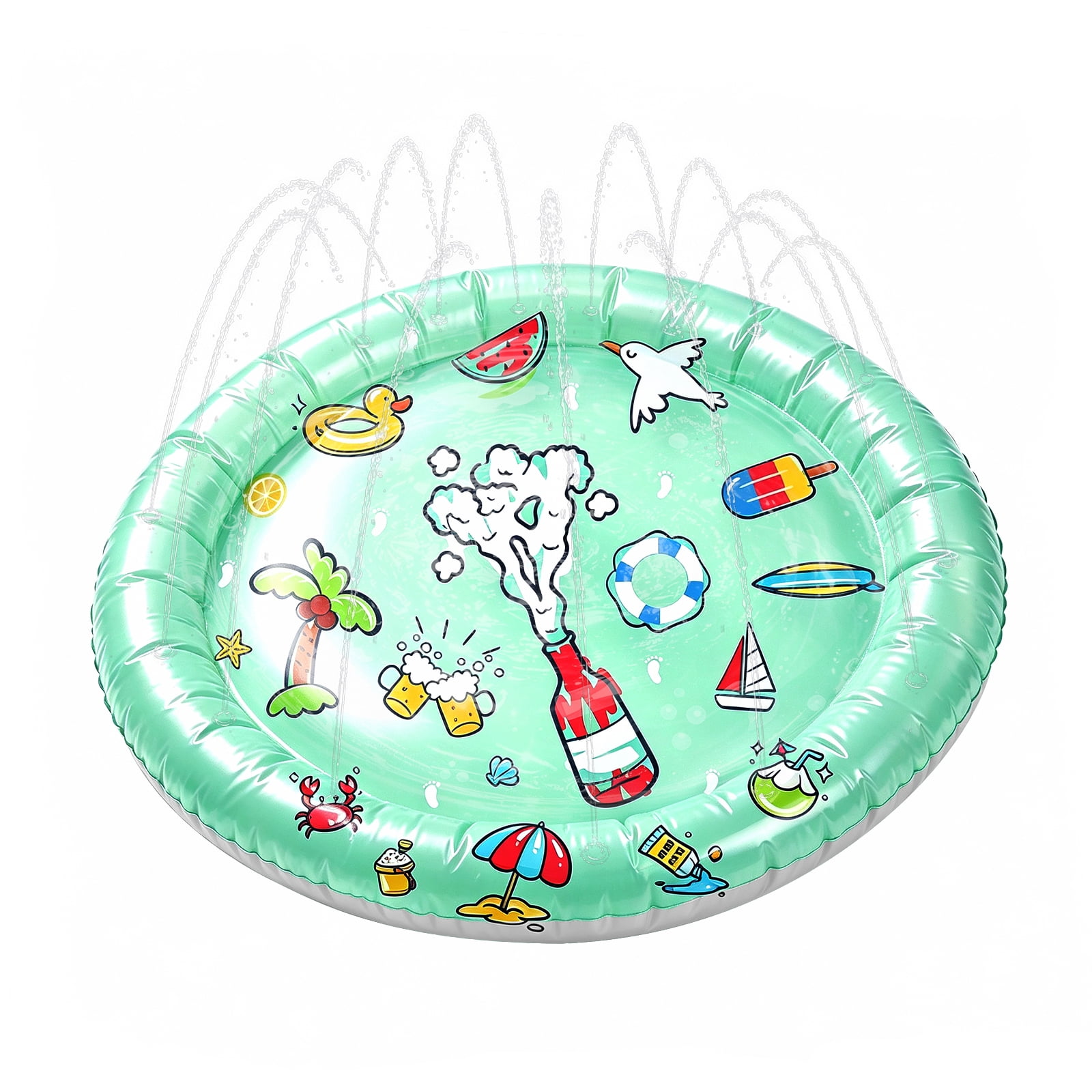 Pet Water Mat, 39.37" Summer Cool Water Sensory Play Mat, Thickened Inflatable Cooling Waterbed, Anti-Scratch Leak Proof Pad for Cats Dogs, Green