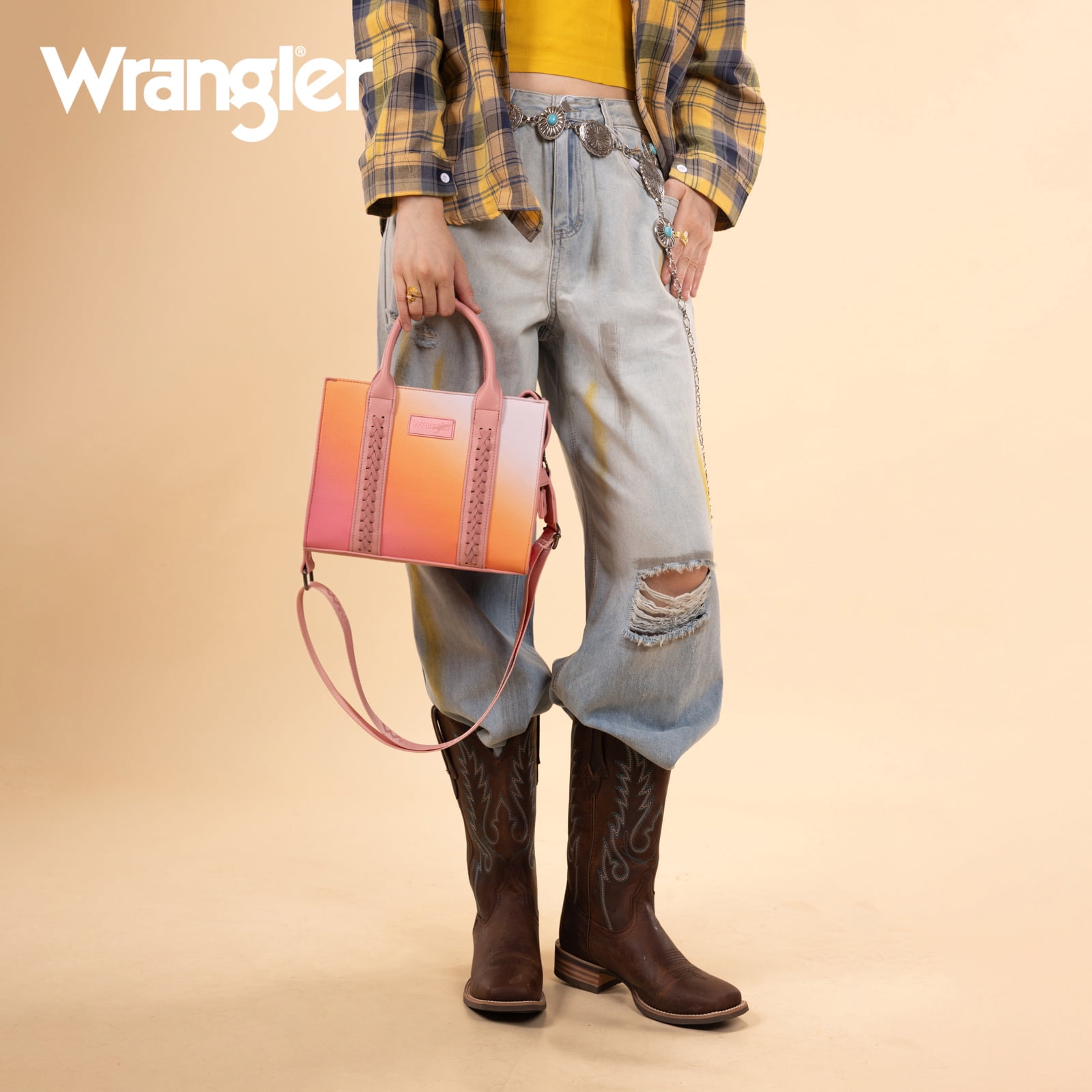Wrangler purses for womens Gradient tote bag satchel bag womens purses and handbags cute trendy woman bolsa top handle with strap, Pink