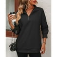 thumbnail image 3 of SWSMCLT Women's Half Zip Sweatshirt Thermal Long Sleeve High Neck Polar Fleece Sweat Shirt Zip Top Fall Fashion Black X-Large, 3 of 4