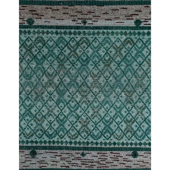 Ahgly Company Machine Washable Indoor Rectangle Abstract Cadet Blue Green Area Rugs, 8' x 10'