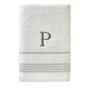 SKL Home Monogram Cotton Bath Towel, "P",  White