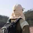 thumbnail image 3 of ZHENHONG Sun Hats for Women Outdoor Foldable Wide Brim Bucket Hat With Shawl Casual Solid Color Headwear Beige, 3 of 3