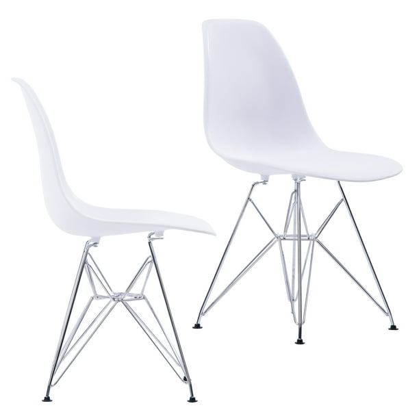 Midcentury Modern Eames Style DSR Dining Chairs with Chrome Finish Legs,  Easy Assembly, Set of 2 - Walmart.com