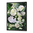 thumbnail image 3 of Designart 'Bouquet Of White Roses With Green Leaves' Traditional Framed Canvas Wall Art Print, 3 of 5