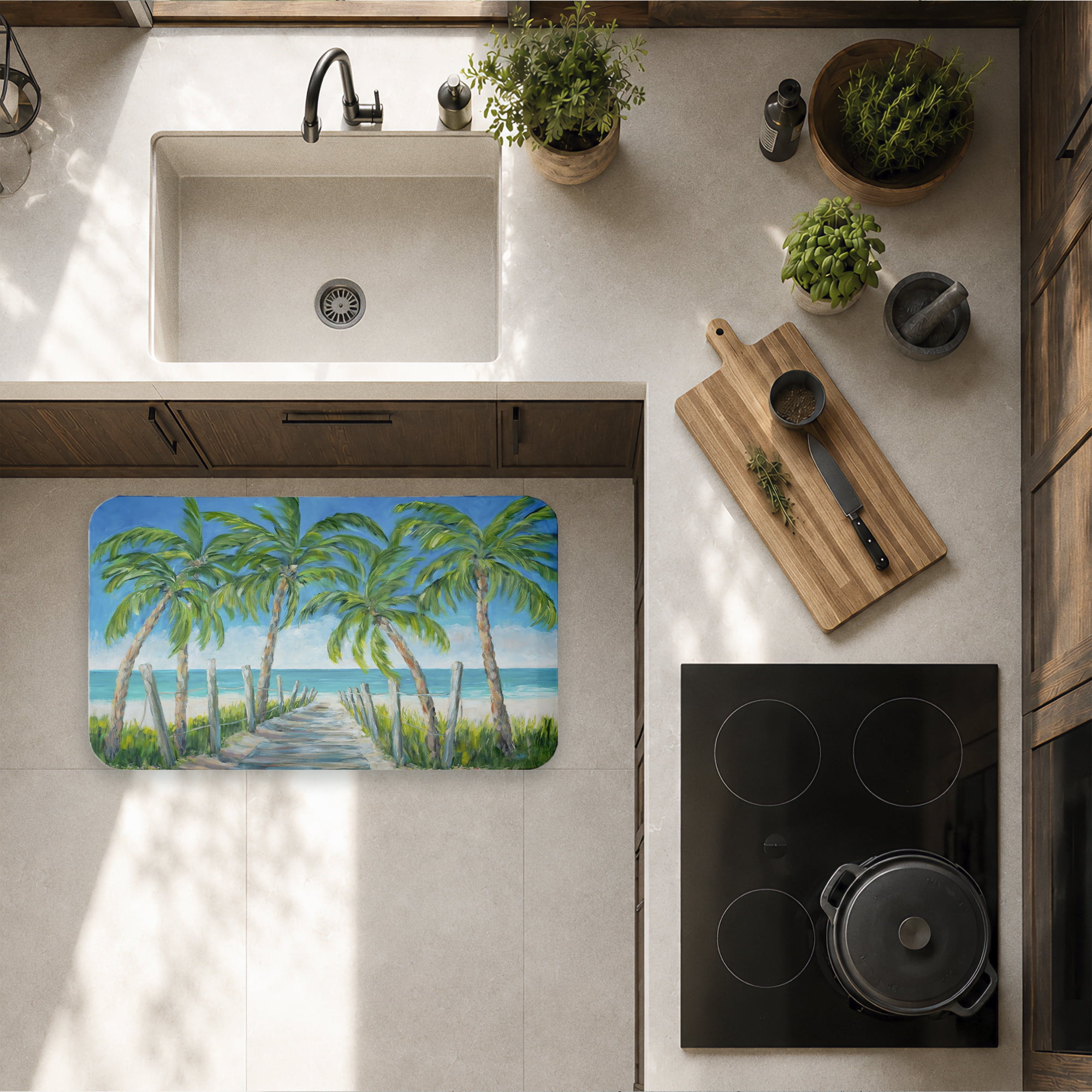 Stupell Industries Beach Path Lined with Palms Printed Anti-Fatigue Floor Mat, design by Julie DeRice