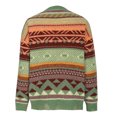thumbnail image 4 of JURANMO Pulls pour Femmes Décontracté Col Rond Manches Longues Haut Tricoté Déchiré Mode Imprimé Aztèque Pull Ample Pull-Over Offres Éclair Vert Armée S, 4 of 6