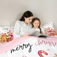 thumbnail image 4 of Castle Fairy Gingerbread Man Candy Cane 7-Piece Twin Bedding Sets for Teens Women Men,Happy Christmas Snowflake Bedding Comforter Set,Pink Geometric Plaid Breathable Sheet Sets, 4 of 8