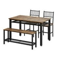 thumbnail image 1 of EDTara Space-Saving Farmhouse Dining Table Set for 4, 47" Modern Kitchen Table, Bench, Chairs, Storage Shelf, Sturdy Metal Frame, 1 of 9