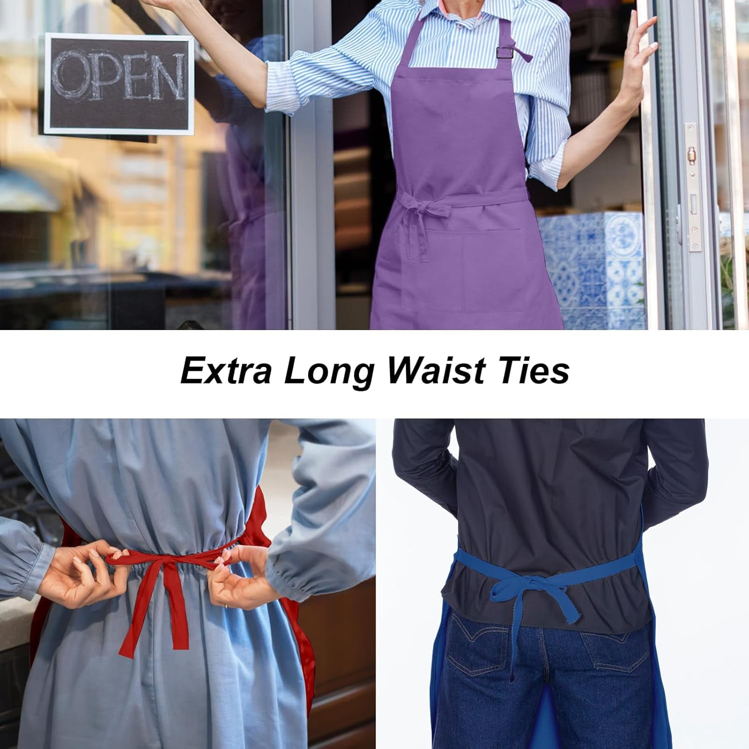 15 Pcs Adult Aprons Bulk with Pockets Adjustable Bib Chef Apron for Women Men Painting Cooking Crafting (S/L)