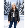 thumbnail image 2 of Lanbubble Girls Shiny Puffer Jacket Hooded Winter Coat Warm Outerwear for Kids 7-14Y, 2 of 7