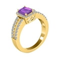 thumbnail image 3 of AoneJewelry 2.00 Carat Emerald Cut Natural Amethyst and Round White Diamond Spilt Shank Ring In 10K Yellow Gold (Diamond Color I- J & Clarity I1-I2 ), 3 of 5