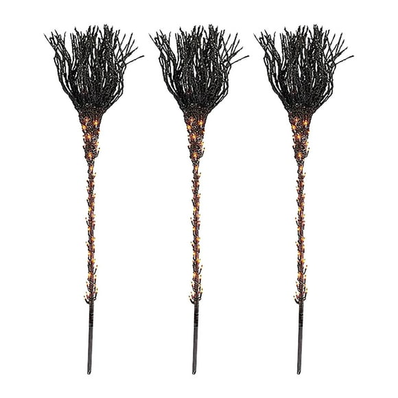 Riforla Halloween LED Lights Pre-Lit Broomsticks Flag Holiday Decorations Desktop Ornament Home Decor As shown