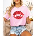 thumbnail image 3 of Trendy Vampire Lips T-Shirt for Women and Youth Girls Fall Halloween Graphic Tee Pink Shirt Adult Small, 3 of 4