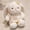 A004- Clear (Yellow Pants), variant on Bunny Rabbit Stuffed Animal, Stuffed Bunny Plush, 8 In, White Lace Ribbon, Organza Fabric, Student Stuffed Animal, Playtime, Soft Cream, 1 Pc