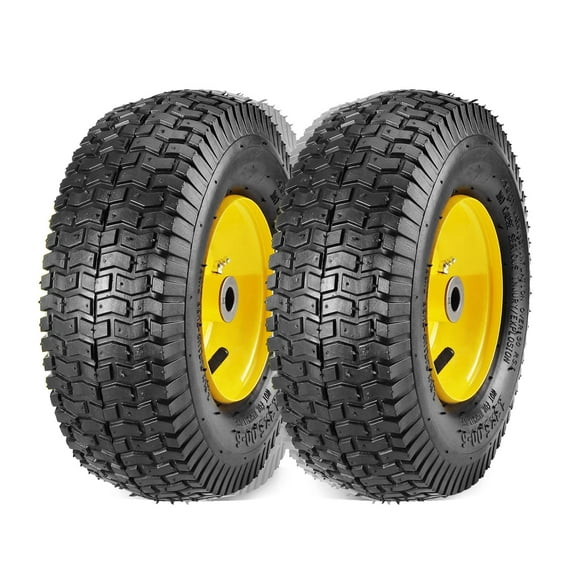 Set of 2 18x8.50-8 Lawn Tires with Rim, 18x8.5-8 Mower Tractor Turf Tire, 4 Ply Tubeless, 620lbs Capacity, 3" Centered Hub, 3/4" Bushing