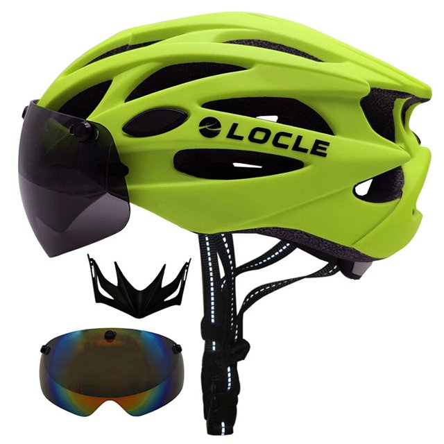 LOCLE-casco de ciclismo con gafas magnéticas para hombre y mujer, casco con visera extraíble para bicicleta de montaña y carretera, talla M/L/XL Fivean Cascos de ciclismo