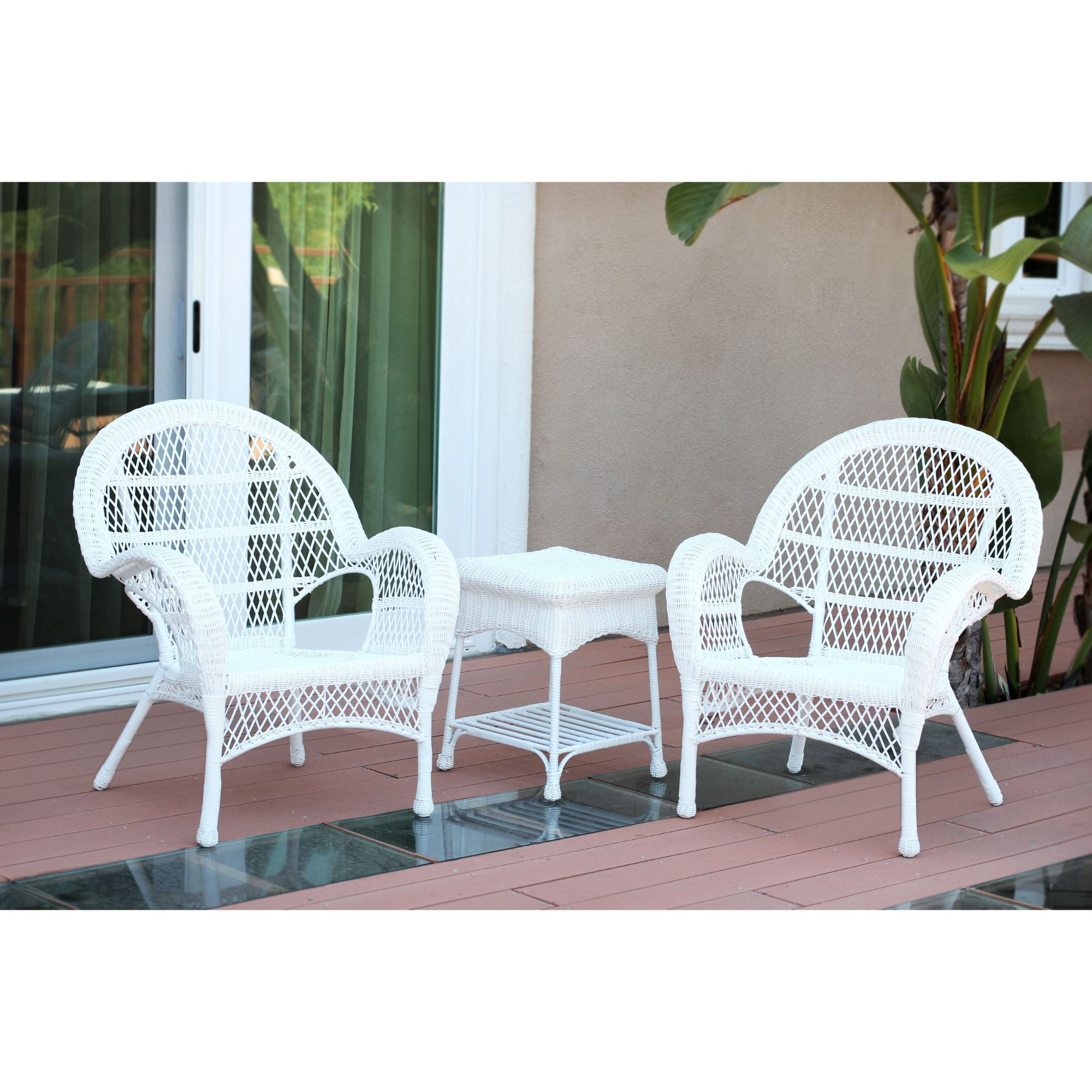 3Piece White Outdoor Furniture Patio Conversation Set
