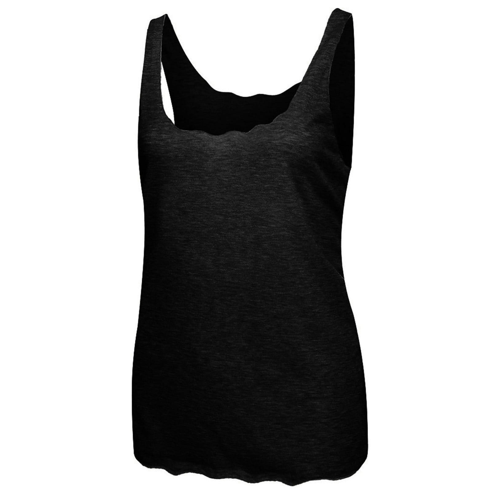 Lopecy-Sta Fashion Women Sexy Summer Solid Round-Neck Sleeveless Casual  Camis Tank Top Sales Clearance Tank Top for Women Womens Tank Tops Black 