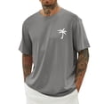 thumbnail image 2 of Mens Tshirts Tropical Print Summer Short Sleeve Loose Fit T-Shirts Classic Beach Vacation Relaxed Fit Men's Shirts Grey XXXXXL, 2 of 4