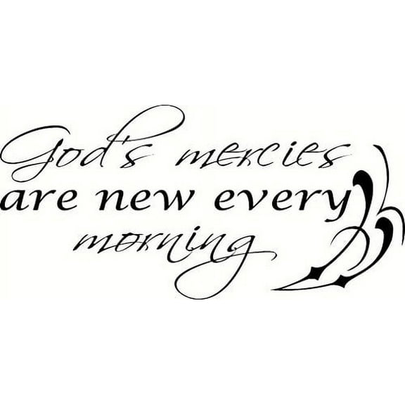 God's Mercies Are New Every Morning, Bible Verse Inspired Vinyl Wall Decal by Scripture Wall Art, 11"x22" Black,