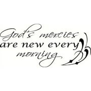 God's Mercies Are New Every Morning, Bible Verse Inspired Vinyl Wall Decal by Scripture Wall Art, 11"x22" Black,