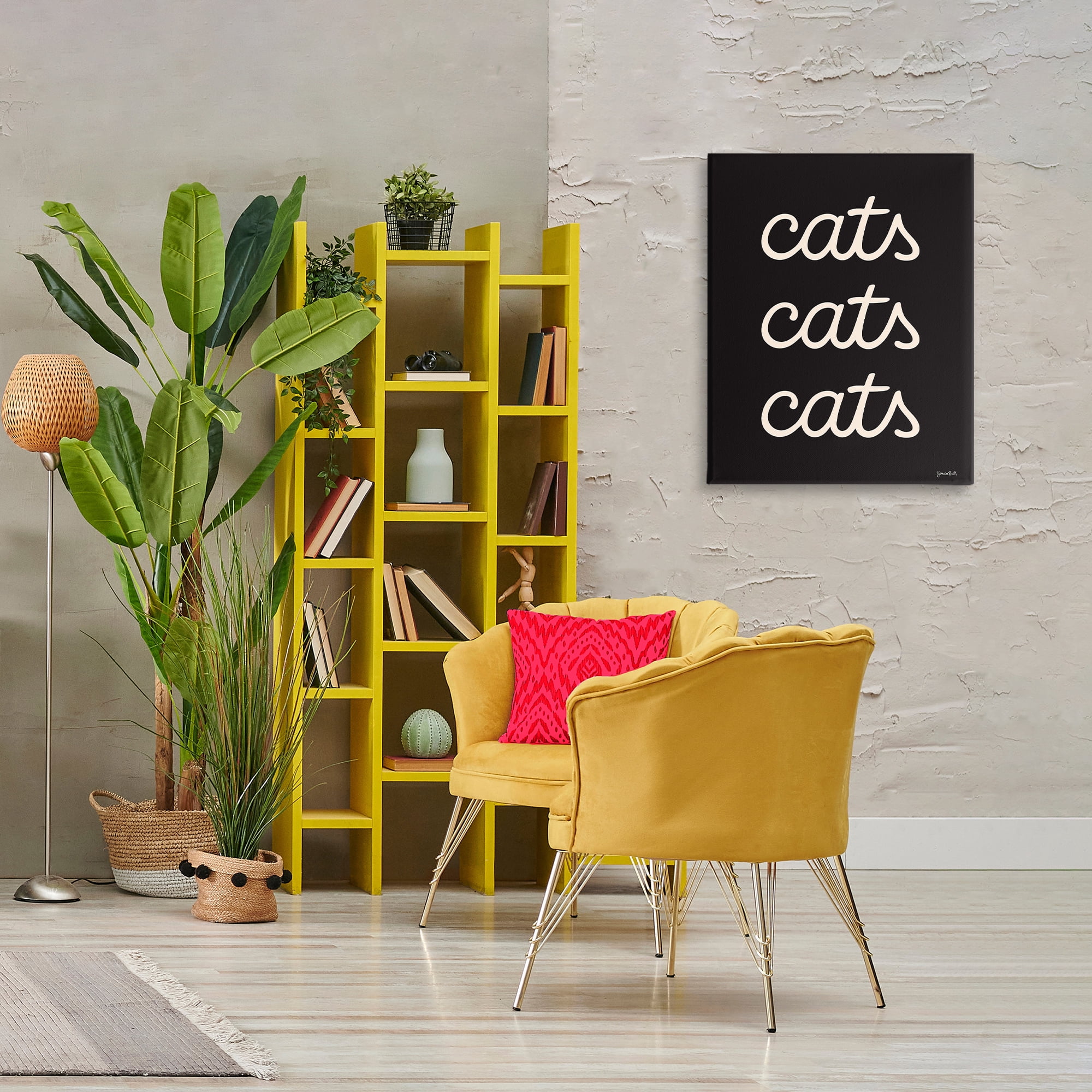 Stupell Industries Cats Repeating Typography Animals Painting Wrapped Canvas Art Print Wall Art, 24 x 30