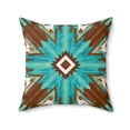 thumbnail image 6 of Boho Southwest Turquoise Brown Square Pillow, Eclectic Home Decor, Throw Cushion, Bohemian Accent Pillow, Tribal Decorative, 6 of 9