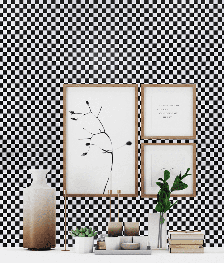 Small .75 Inch Black and White Check Wallpaper AW25127 