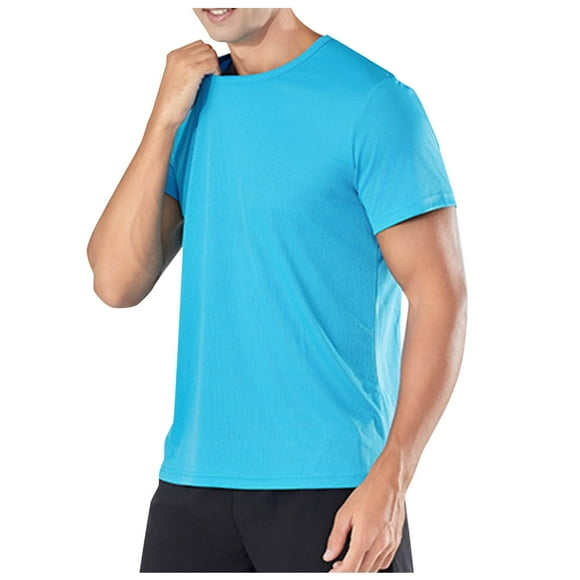 Kaemgyyd Mens Muscle T Shirts Stretchy Quick-Dry Crew Neck Short Sleeve Tops Solid Breathable Gym Workout Athletic Summer Tee