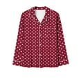 thumbnail image 3 of Cavosen Button down Pajamas Women with Pocket 2 Piece Outfit Sets Long Pants Long Sleeve Collared Sleepshirts Nightwear Polka Dots Homewear Casual Sleepwear Fall Winter Clothes, 3 of 4