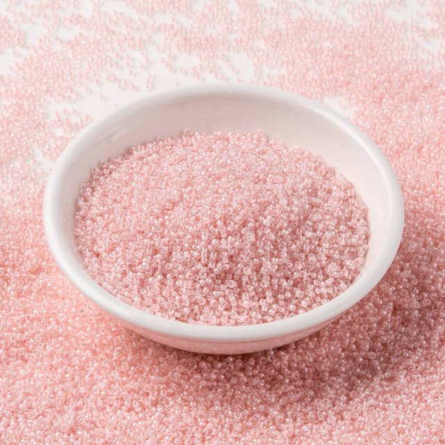 MIYUKI Round Rocailles Beads Japanese Seed Beads (RR203) Pink Lined Crystal 15/0 1.5mm Hole: 0.7mm about 27777pcs/50g