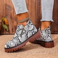 thumbnail image 3 of Womens Fall Ankle Boots Waterproof Retro Snakeskin Print Leather Lug Sole Chunky Heel Double Zipper Business Casual Shoes Loafers, 3 of 7
