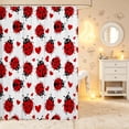 thumbnail image 2 of Erosebridal Playful Bug Ladybug Shower Curtain 72Wx72L,Cute Heart Bathroom Curtain,White Black, 2 of 5