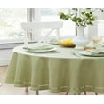 thumbnail image 3 of Newbridge Provence Lattice Cutwork Solid Color Textured Fabric Tablecloth, 60 x 84 Inch Oval, Sage Green, 3 of 9