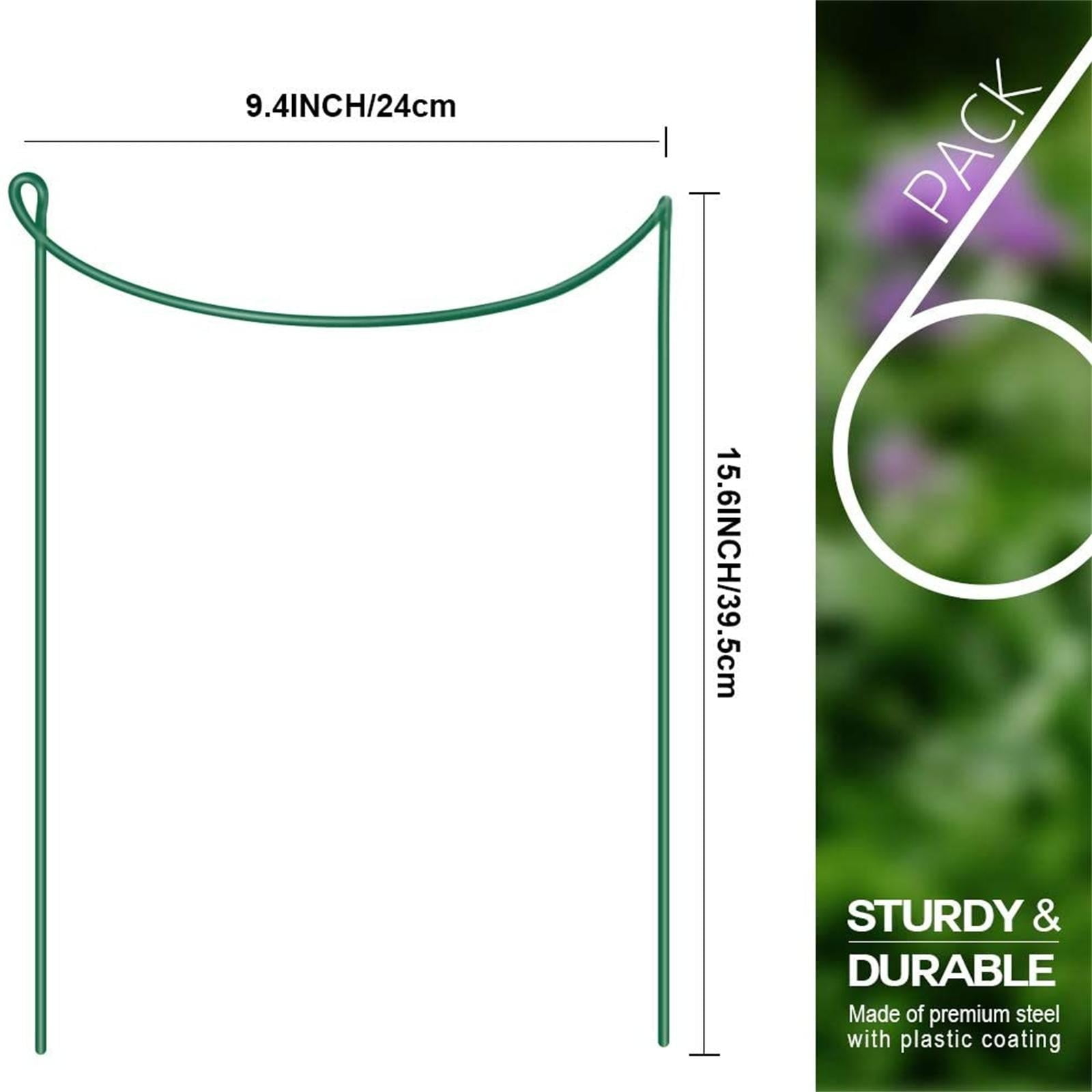 10 Pack Plant Support Stakes, Half Round Metal Peony Cages and Supports, Garden Plant Support Ring for Indoor Outdoor Plants, Tomato, Hydrangea, Monstera, Flower (25x40cm)